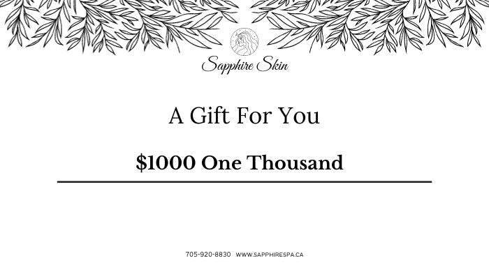 Gift Certificate $1000 - Sapphirespa